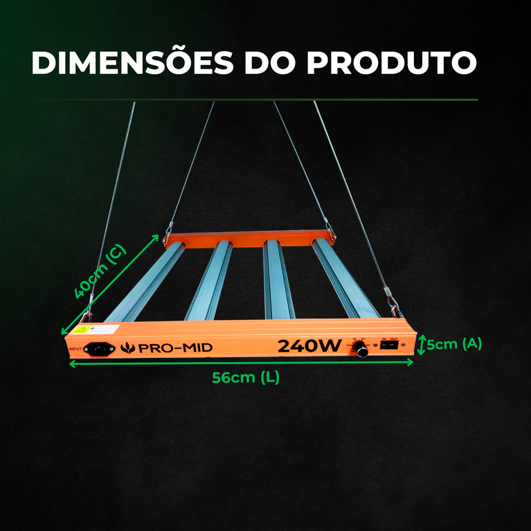 (240W) Painel de Led Quantum Bar PRO-MID 240W / Chip Samsung LM283B + Deep RED 660nm