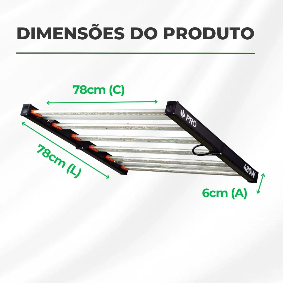 Kit 02un Painel de LED Quantum Barra 480W com Chips Samsung LM301H EVO - Cultivo Indoor