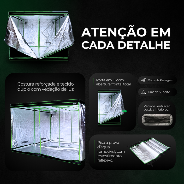 Estufa 300x300x200cm para Cultivo Indoor Master Tents H Mylar 600D PRO