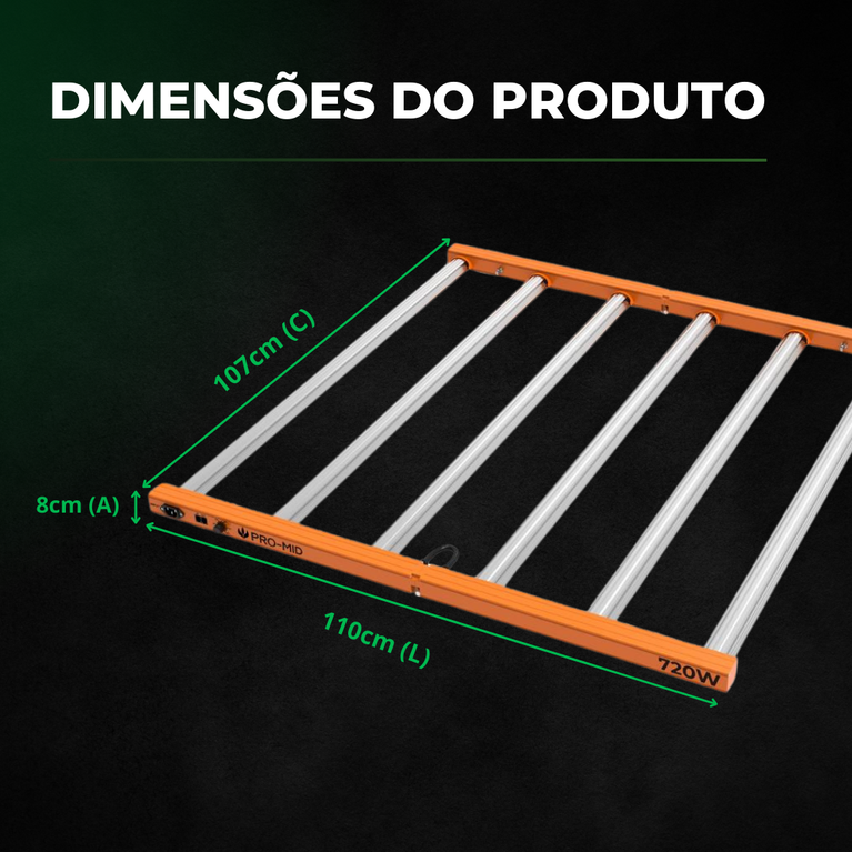 (720W) Painel de Led Quantum Bar PRO-MID 720W / Chip Samsung LM283B + Deep RED 660nm