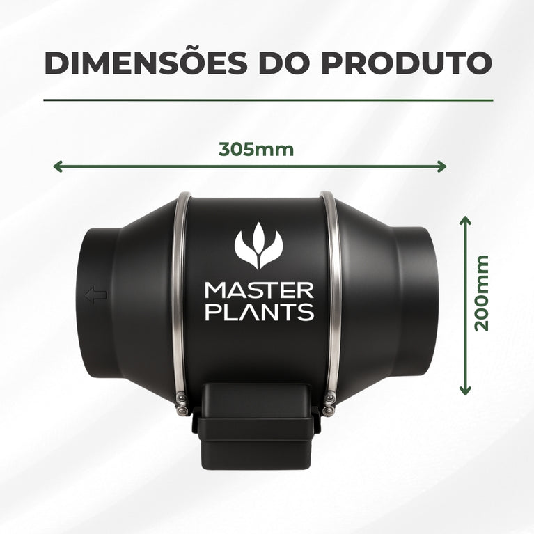 Exaustor Turbo Bivolt 200mm Cultivo Indoor Grow 130w Preto