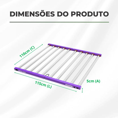 Kit 02un Painel de LED Quantum Barra 1000W com Chips Samsung LM301H - Cultivo Indoor