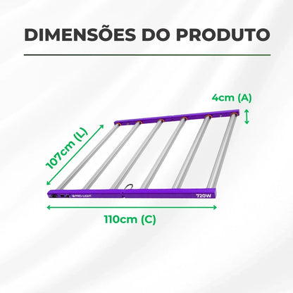 Kit 02un Painel de LED Quantum Barra 720W com Chips Samsung LM301H - Cultivo Indoor