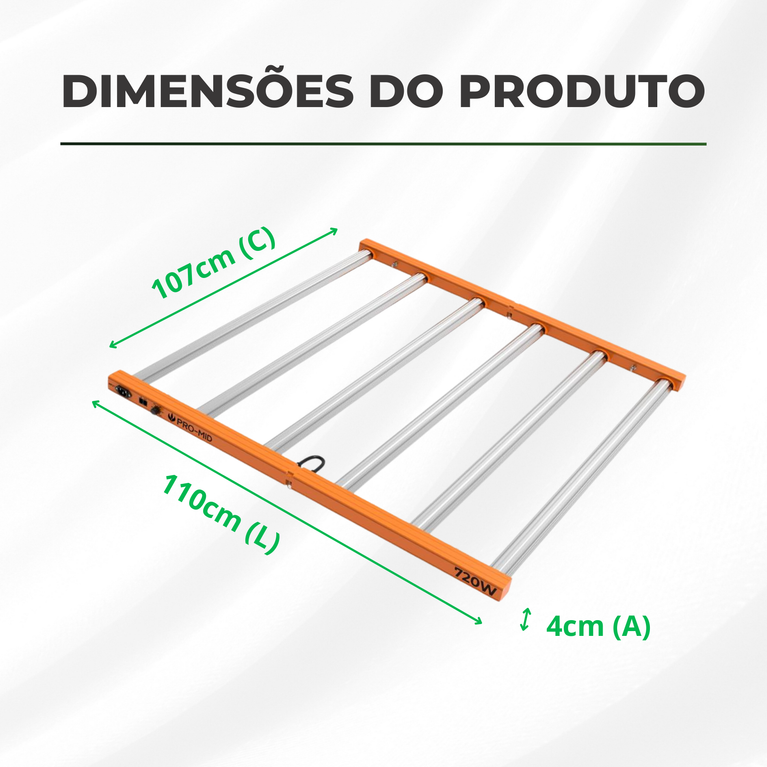 Kit 02un Painel de LED Quantum Barra 720W com Chips Samsung LM283B - Cultivo Indoor