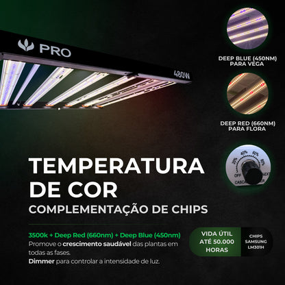 Kit de Cultivo Estufa Tenda 100x100x200 + Quantum Barra Qb 480W PRO LM301H EVO