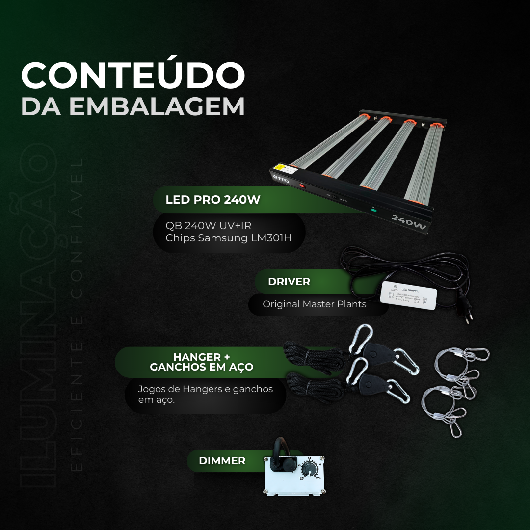 Kit de Cultivo Estufa Tenda 100x100x200 + Quantum Barra Qb 240W PRO UV+IR Samsung LM301H EVO - foto 7