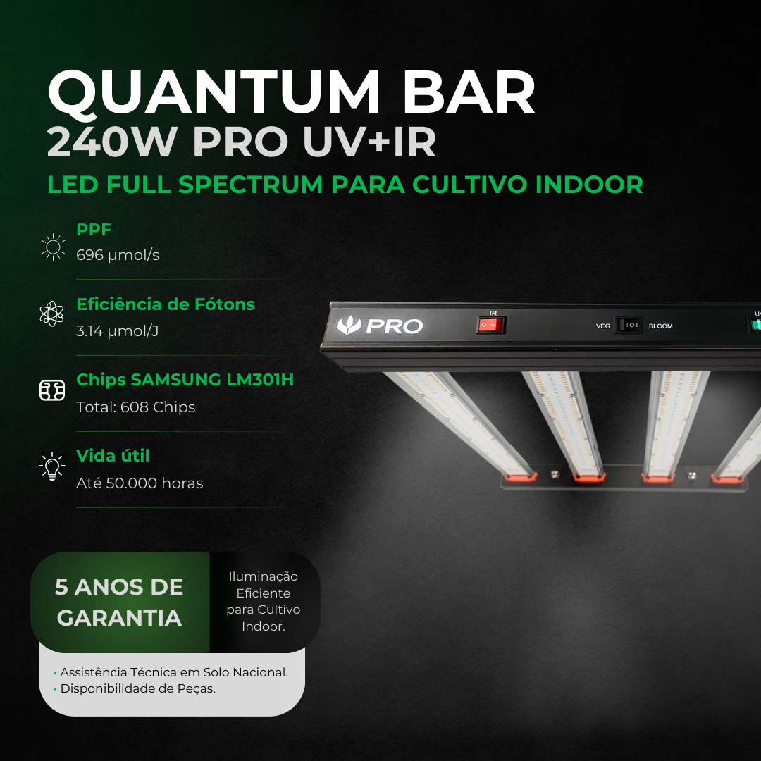 Kit de Cultivo Estufa Tenda 100x100x200 + Quantum Barra Qb 240W PRO UV+IR Samsung LM301H EVO - foto 5