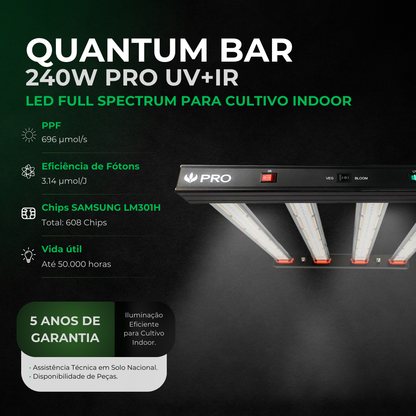 Kit de Cultivo Estufa Tenda 100x100x200 + Quantum Barra Qb 240W PRO UV+IR Samsung LM301H EVO - foto 5
