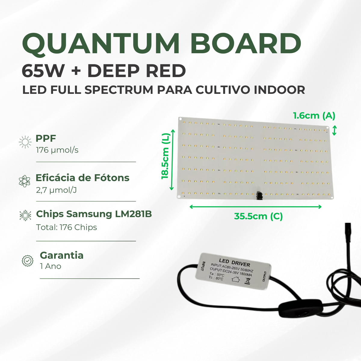 Kit Cultivo Grow Completo Tenda 60x60x160 + Quantum Board 65w LM281B + Exaustor Turbo 100MM