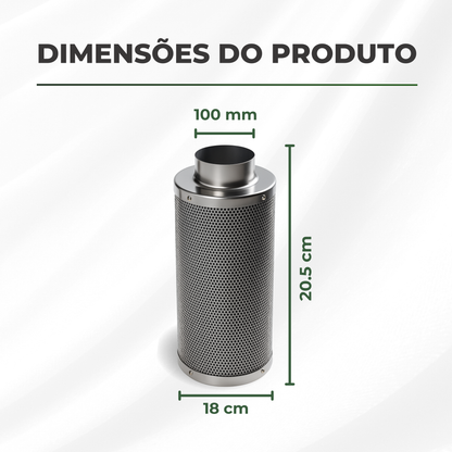Filtro de Carvão Ativado 100mm 300m3/h Cultivo Indoor Estufa