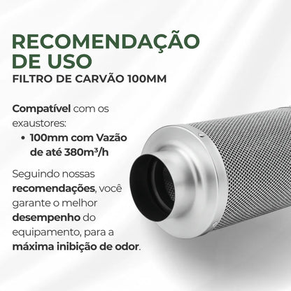 Filtro de Carvão Ativado 100mm 380m3/h Cultivo Indoor Estufa