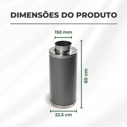 Filtro de Carvão Ativado 150mm 850m3/h Cultivo Indoor Estufa