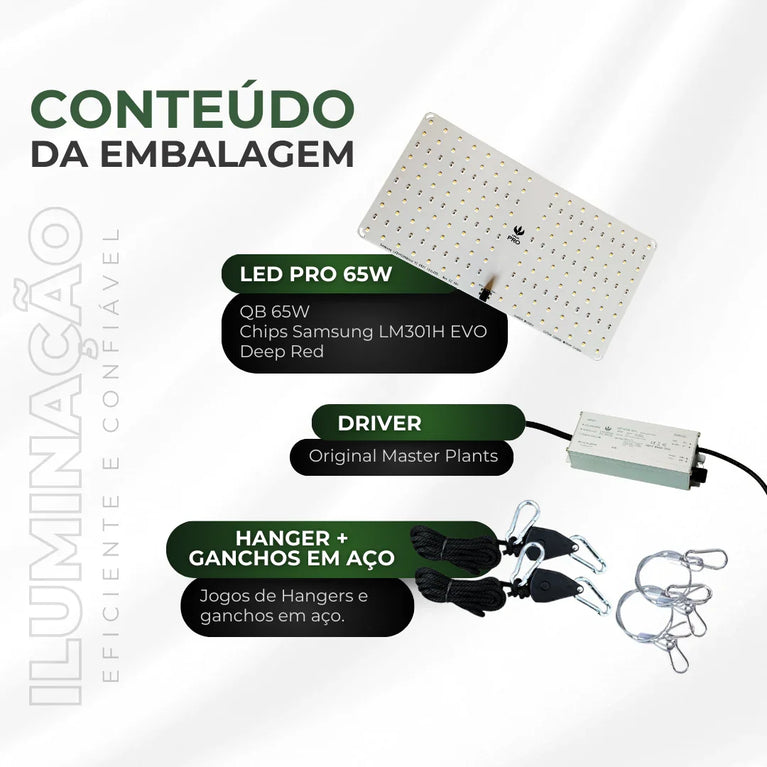 Painel de Led 65W Quantum Board PRO Chips Samsung LM301H EVO - Cultivo Indoor