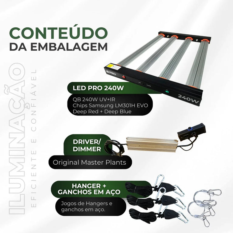 Painel de Led 240W Quantum Bar PRO UV+IR Chips Samsung LM301H EVO - Cultivo Indoor