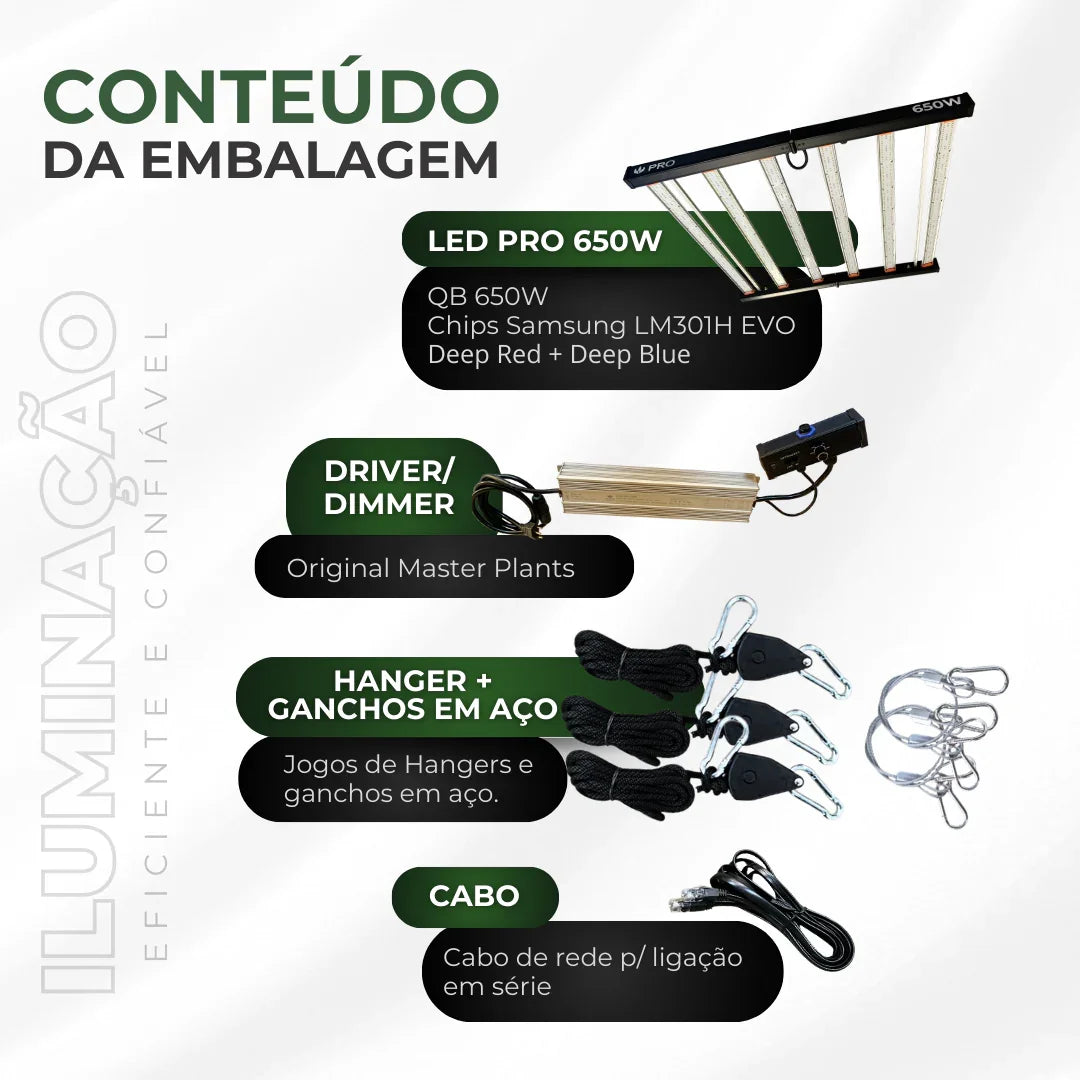 Painel de Led 650W Quantum Bar PRO Chips Samsung LM301H EVO - Cultivo Indoor