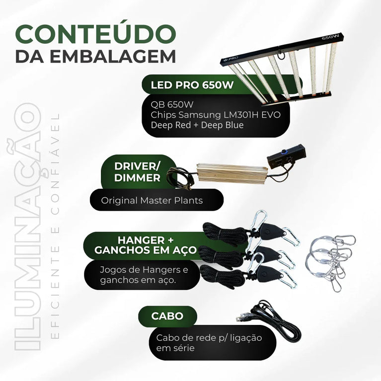 Painel de Led 650W Quantum Bar PRO Chips Samsung LM301H EVO - Cultivo Indoor