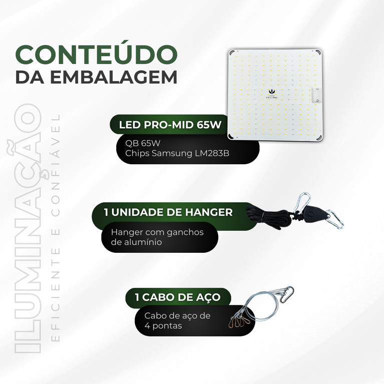 Painel de LED Quantum Board 65W PRO-MID Chips Samsung LM283B - Cultivo Indoor
