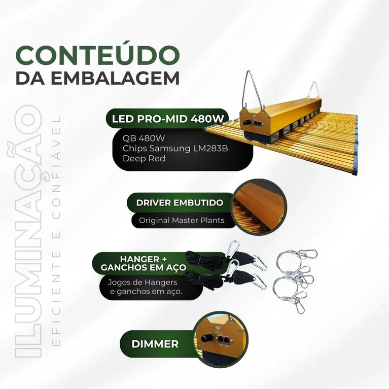 (480W) Painel de Led Quantum Bar PRO-MID GOLDEN 480W Chip Samsung LM283B + Deep RED 660nm