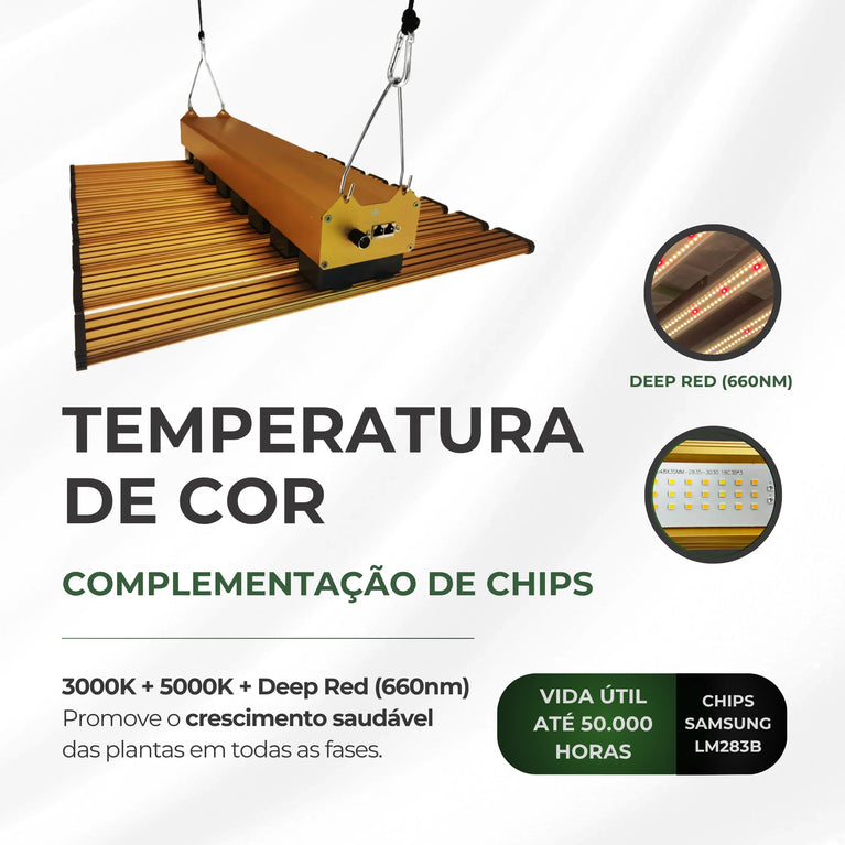 (480W) Painel de Led Quantum Bar PRO-MID GOLDEN 480W Chip Samsung LM283B + Deep RED 660nm