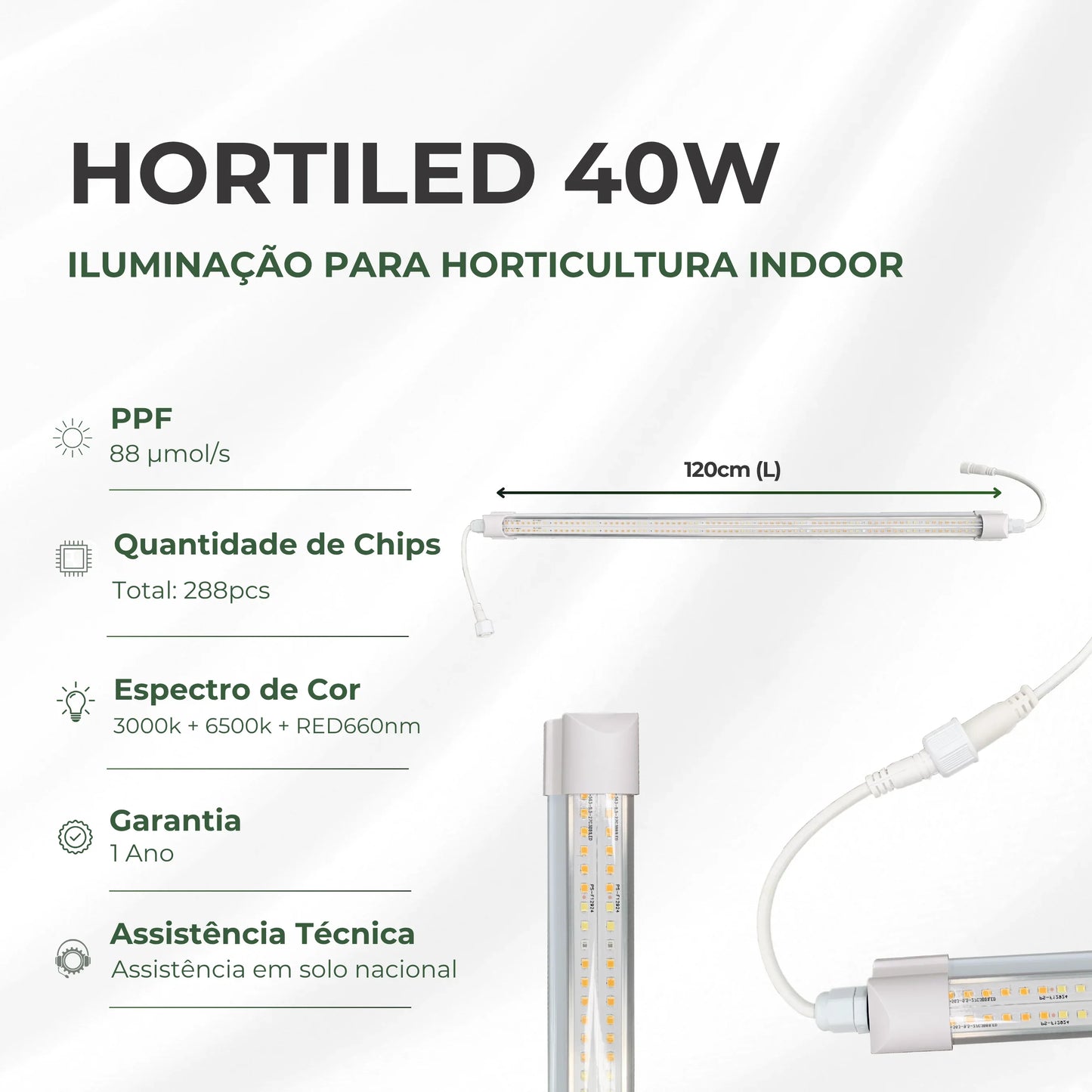 Luminária Led 40W 120cm Master Plants Hortiled Warm White