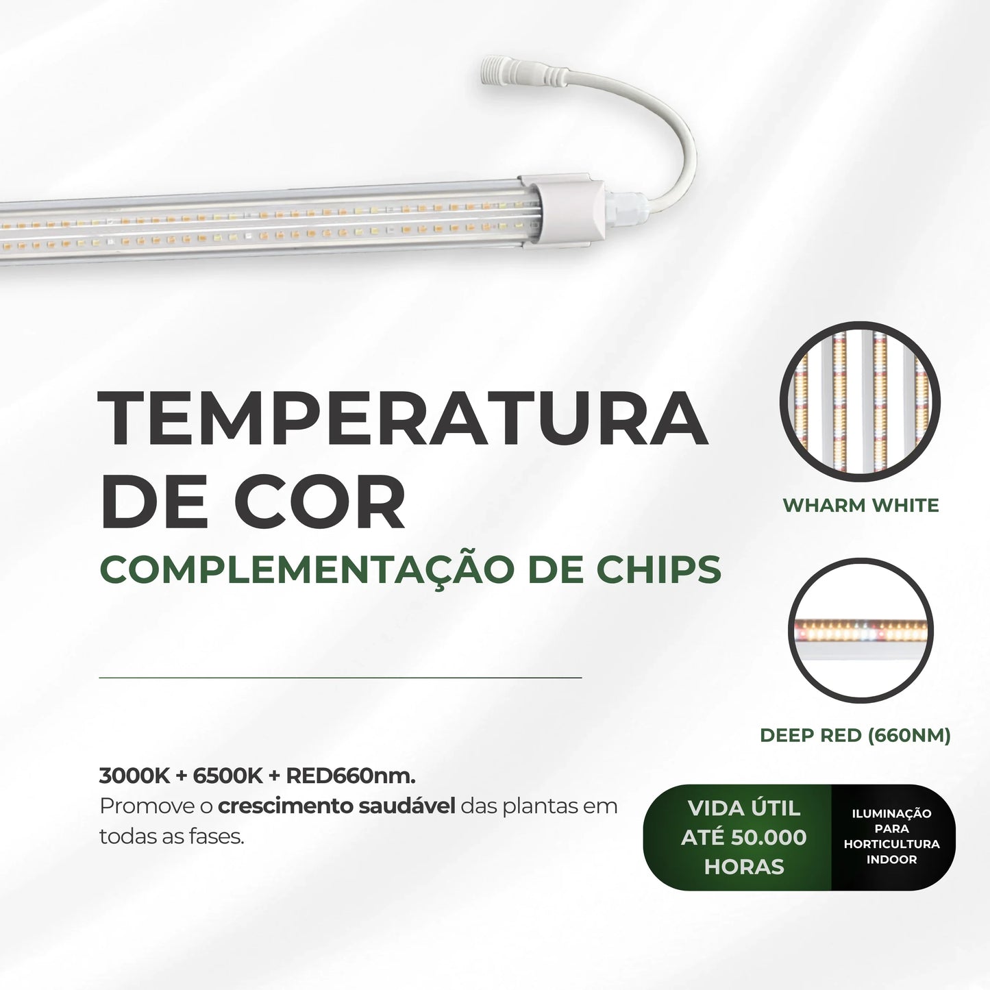 Luminária Led 40W 120cm Master Plants Hortiled Warm White