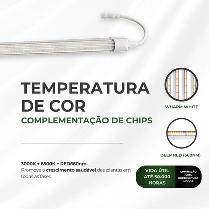 Luminária Led 40W 120cm Master Plants Hortiled Warm White