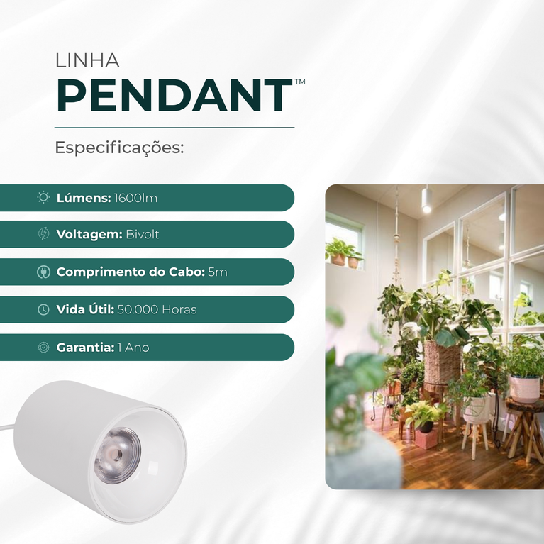 Luminária Led Paisagismo Master Plants Pendant 3000K 40° 30W