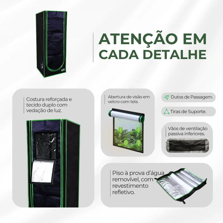 Estufa 40x40x120cm Tenda Grow para Cultivo Indoor Tecido Mylar Refletivo
