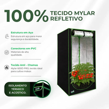 Estufa 120x120x200cm Tenda Grow para Cultivo Indoor Tecido Mylar Refletivo