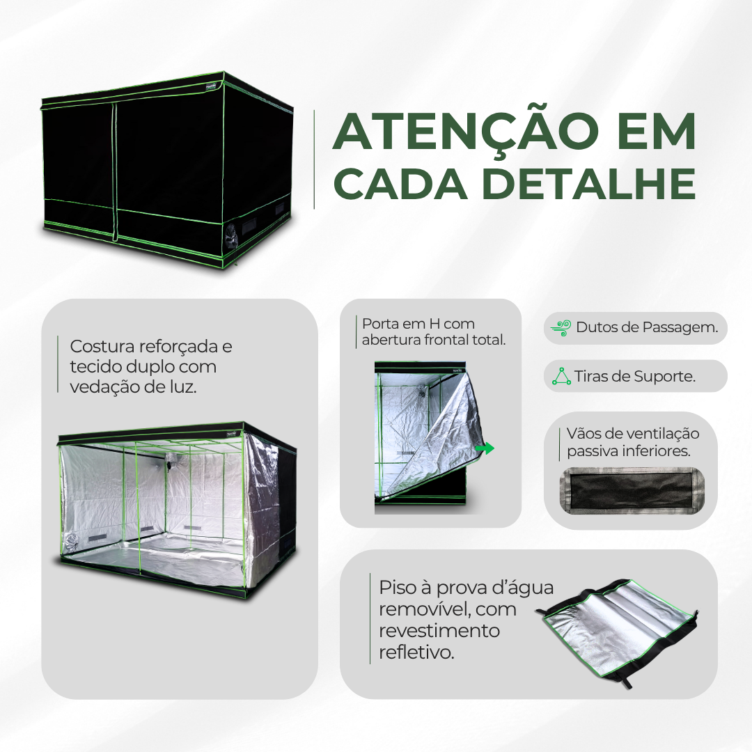 Estufa 240x240x200cm Tenda Grow para Cultivo Indoor Tecido Mylar Refletivo