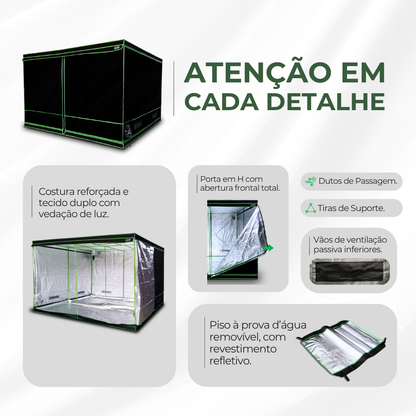 Estufa 240x240x200cm Tenda Grow para Cultivo Indoor Tecido Mylar Refletivo