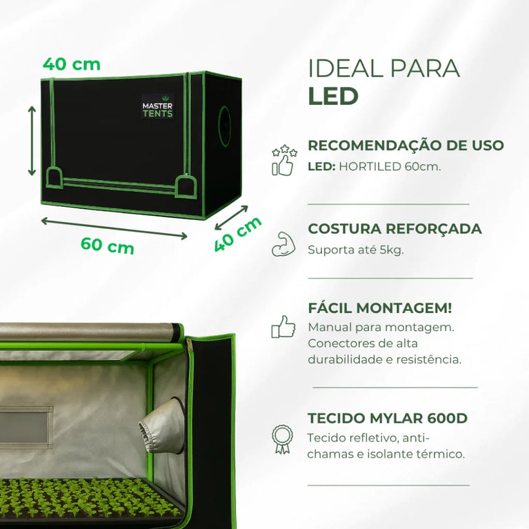 Estufa Propagação 60x40x40cm Indoor Tecido Mylar Refletivo