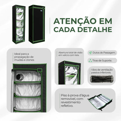 Estufa Propagação 60x40x200cm Indoor Tecido Mylar Refletivo
