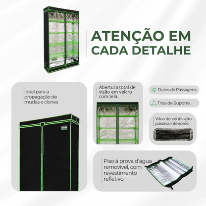 Estufa Propagação 120x40x200cm Indoor Tecido Mylar Refletivo