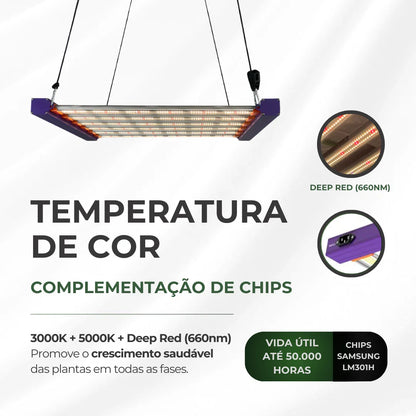 Painel de LED Quantum Barra 320W PRO-LIGHT Chips Samsung LM301H - Cultivo Indoor