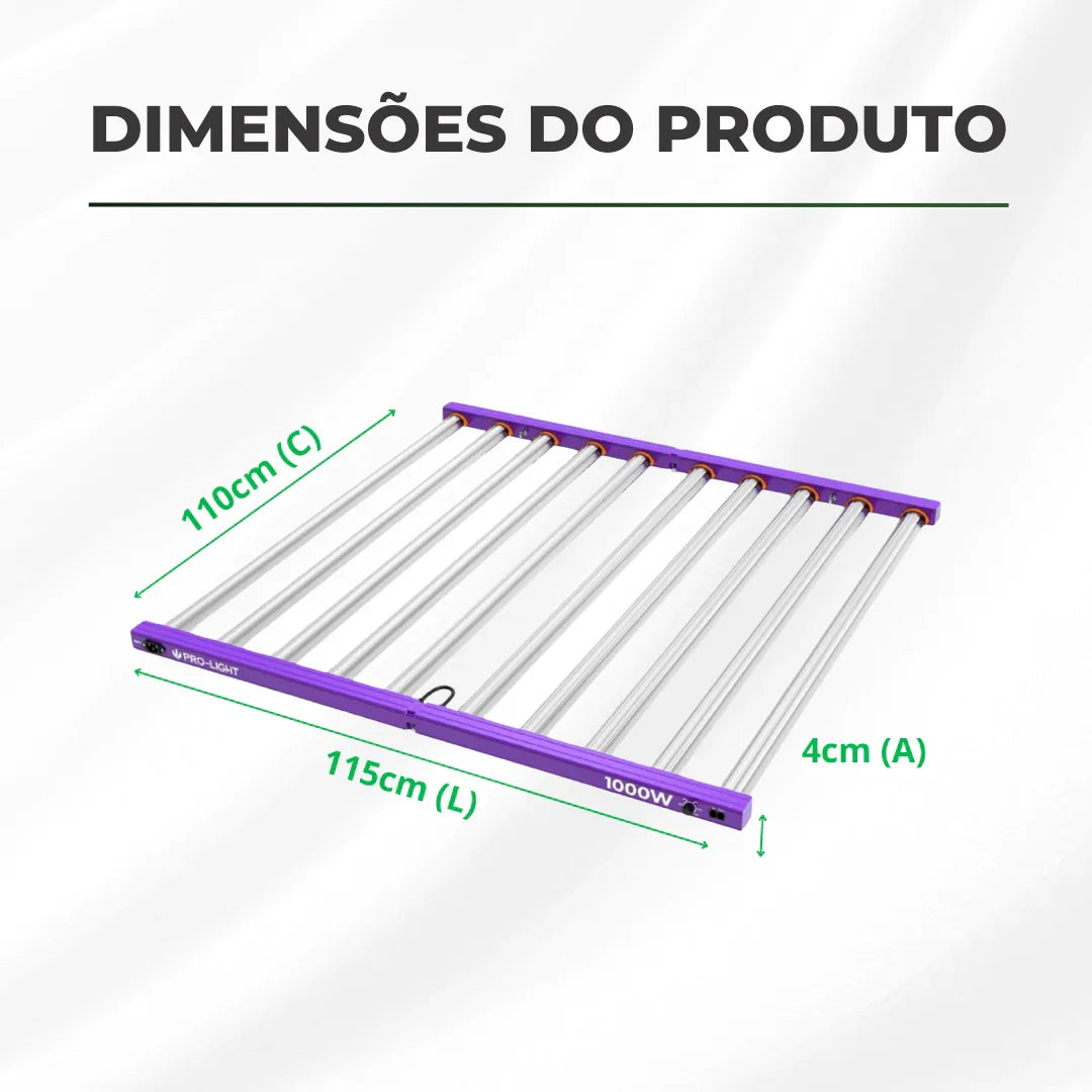 Painel de LED Quantum Barra 1000W PRO-LIGHT Chips Samsung LM301H - Cultivo Indoor
