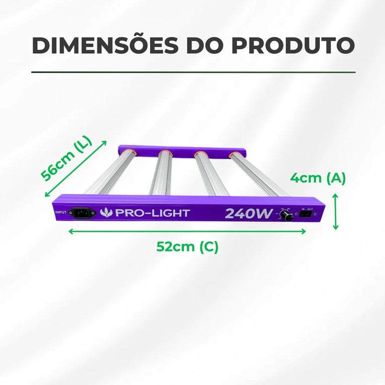 Painel de LED Quantum Barra 240W PRO-LIGHT Chips Samsung LM301H - Cultivo Indoor