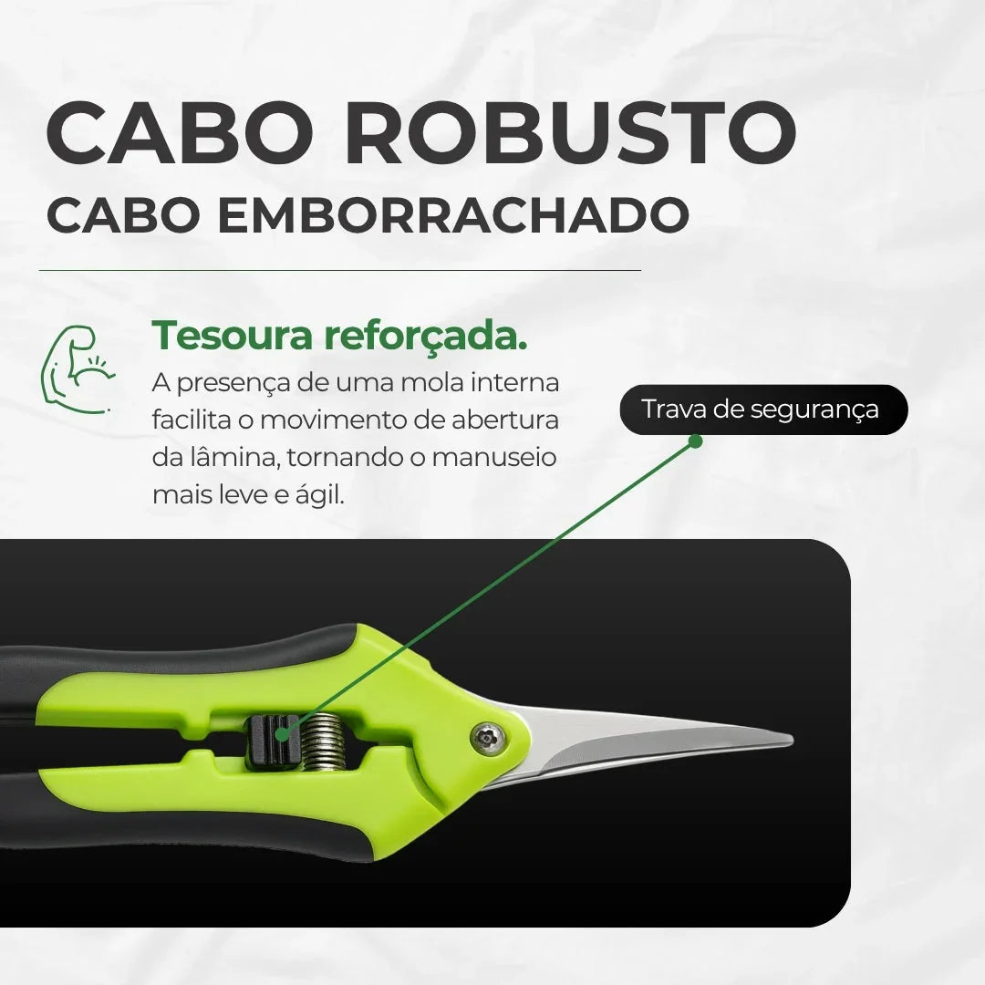 Kit de Tesoura Curva e Reta Profissional Poda Jardim Trimming - Cultivo Indoor Grow