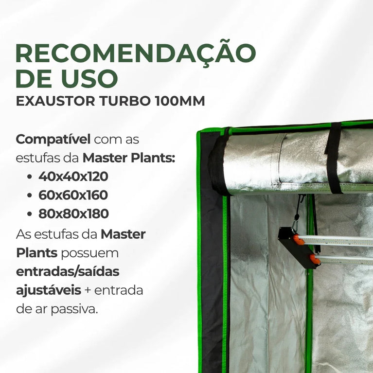 Exaustor Turbo Bivolt 100mm Cultivo Indoor Grow 40w Preto