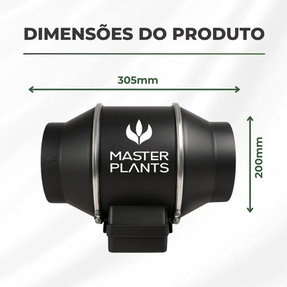 Exaustor Turbo Bivolt 200mm Cultivo Indoor Grow 130w Preto