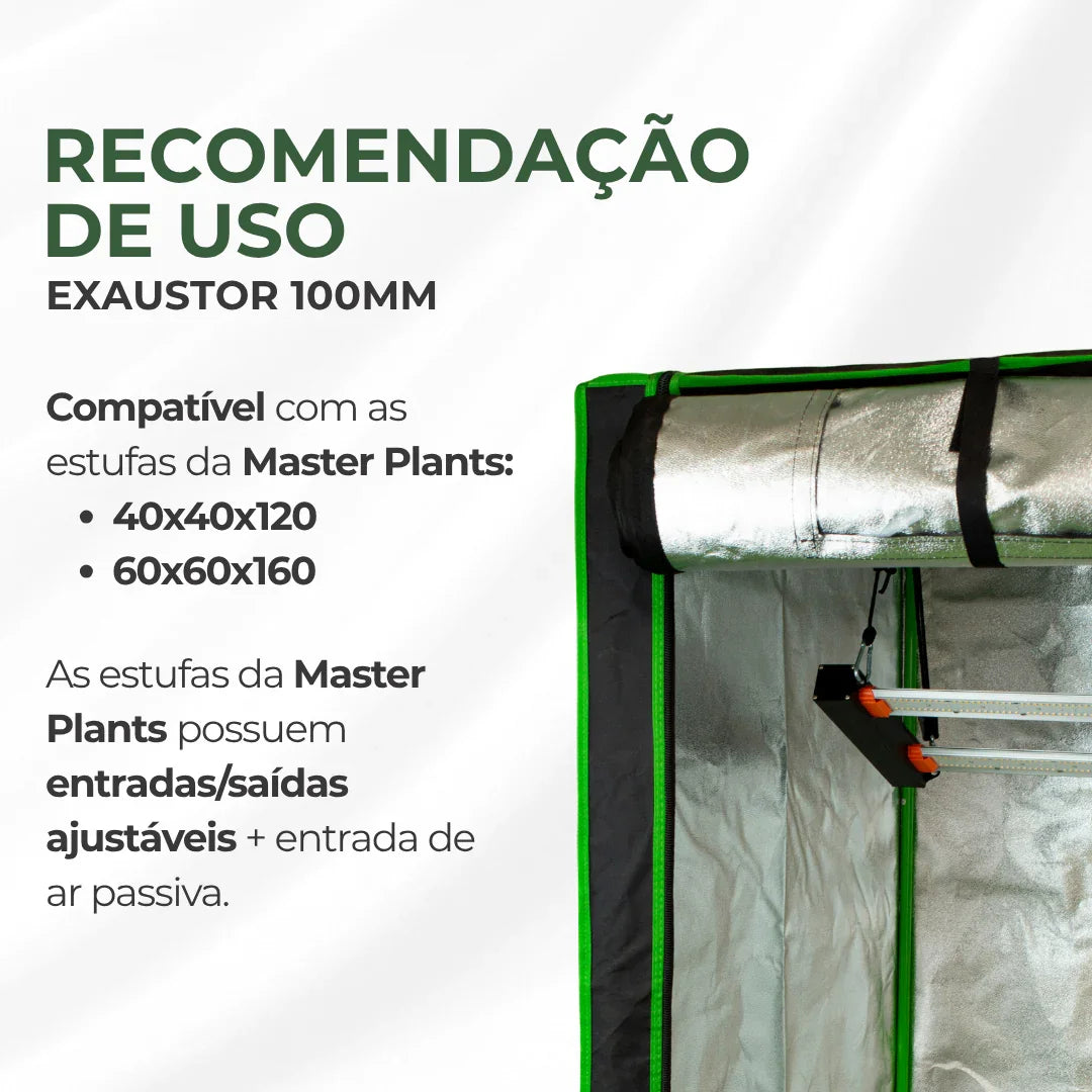 Exaustor Bivolt 100mm Cultivo Indoor Estufa Grow 12w Branco