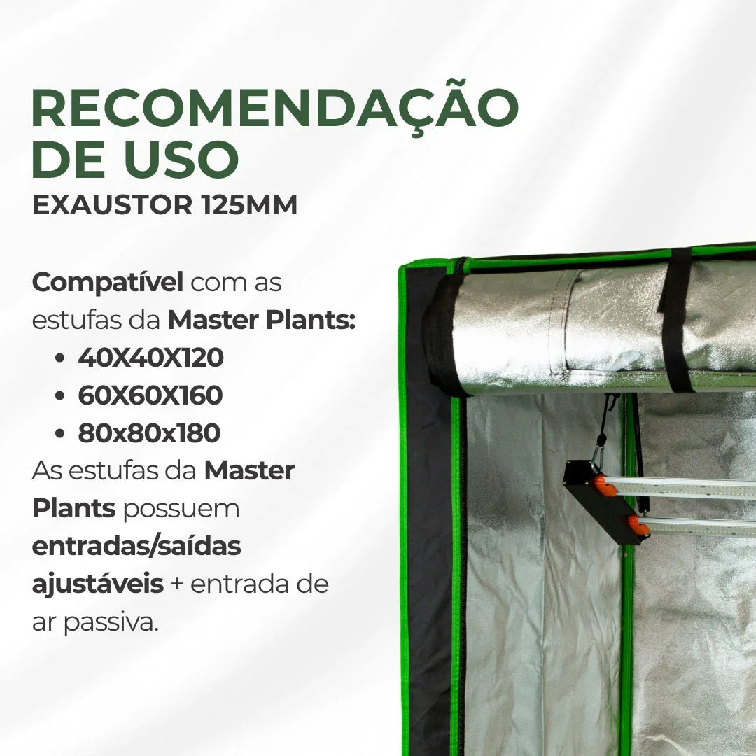 Exaustor Bivolt 125mm Cultivo Indoor Estufa Grow 16w Branco