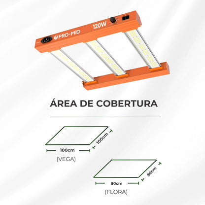 Painel de LED Quantum Barra 120W PRO-MID Chips Samsung LM283B - Cultivo Indoor