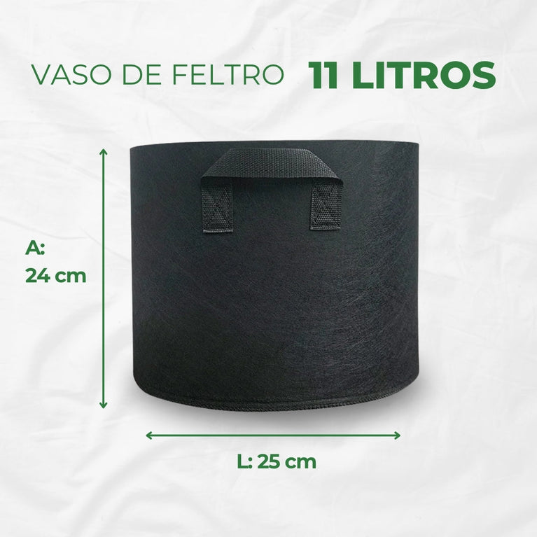 Vaso de Tecido Feltro 11L Redondo para Plantas Grow