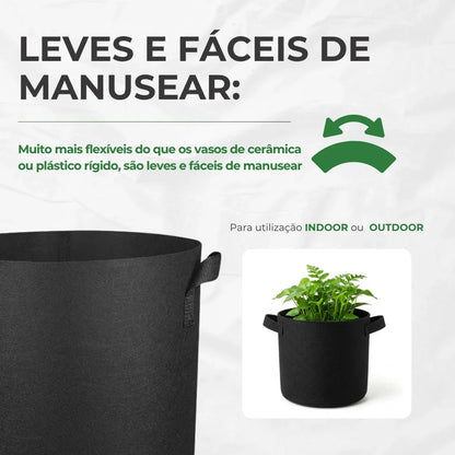 Vaso de Tecido Feltro 8L Redondo para Plantas Grow