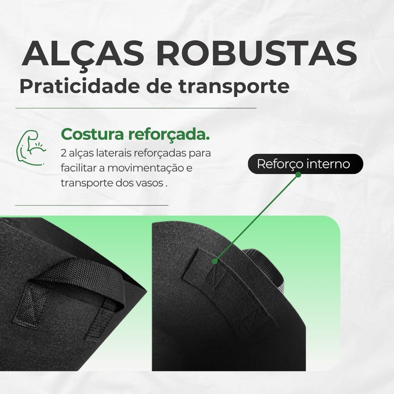 Vaso de Tecido Feltro 8L Redondo para Plantas Grow