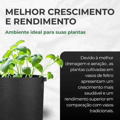 Vaso de Tecido Feltro 8L Redondo para Plantas Grow