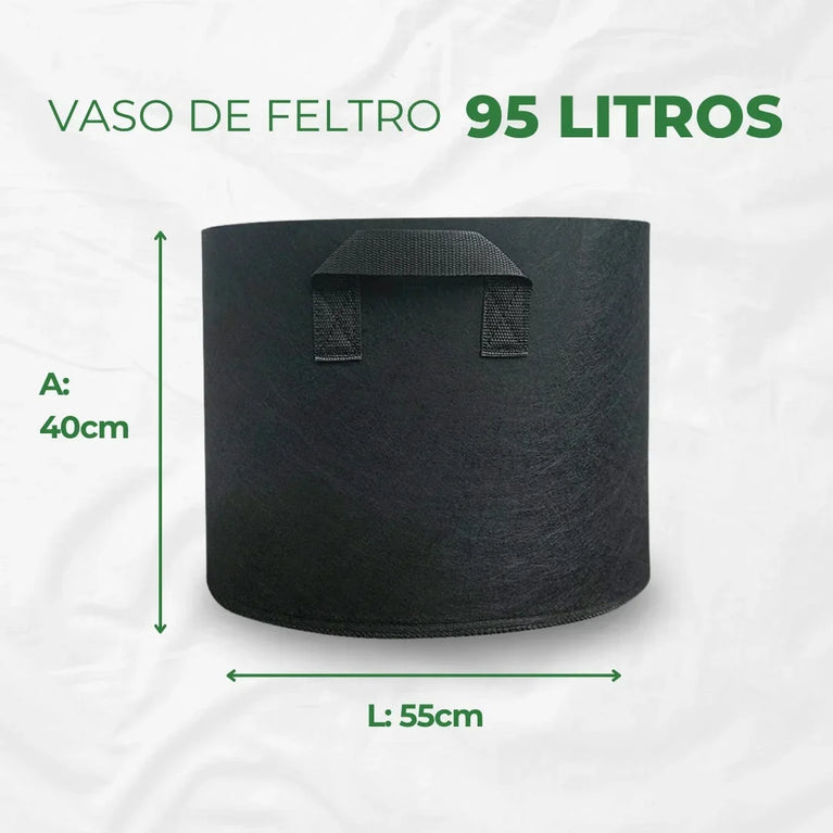 Vaso de Tecido Feltro 95L Redondo para Plantas Grow