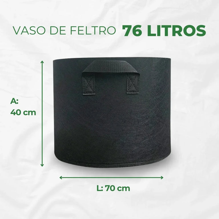 Vaso de Tecido Feltro 76L Redondo para Plantas Grow