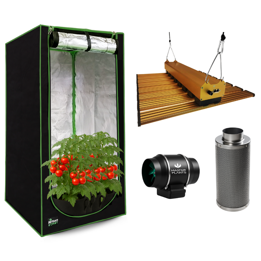 Kit Cultivo Grow Completo Estufa 120x120x200cm + LED Quantum Bar 480W Samsung LM283B + Exaustor Turbo 150MM Preto + Filtro 150mm 850m³